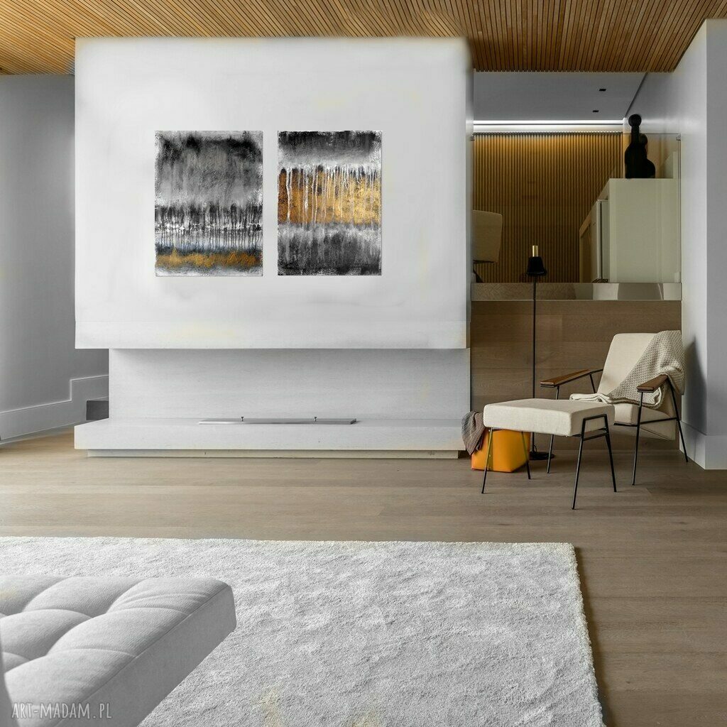Gold rush - abstrakcyjny obraz ręcznie malowany (akryl) 2x50x70