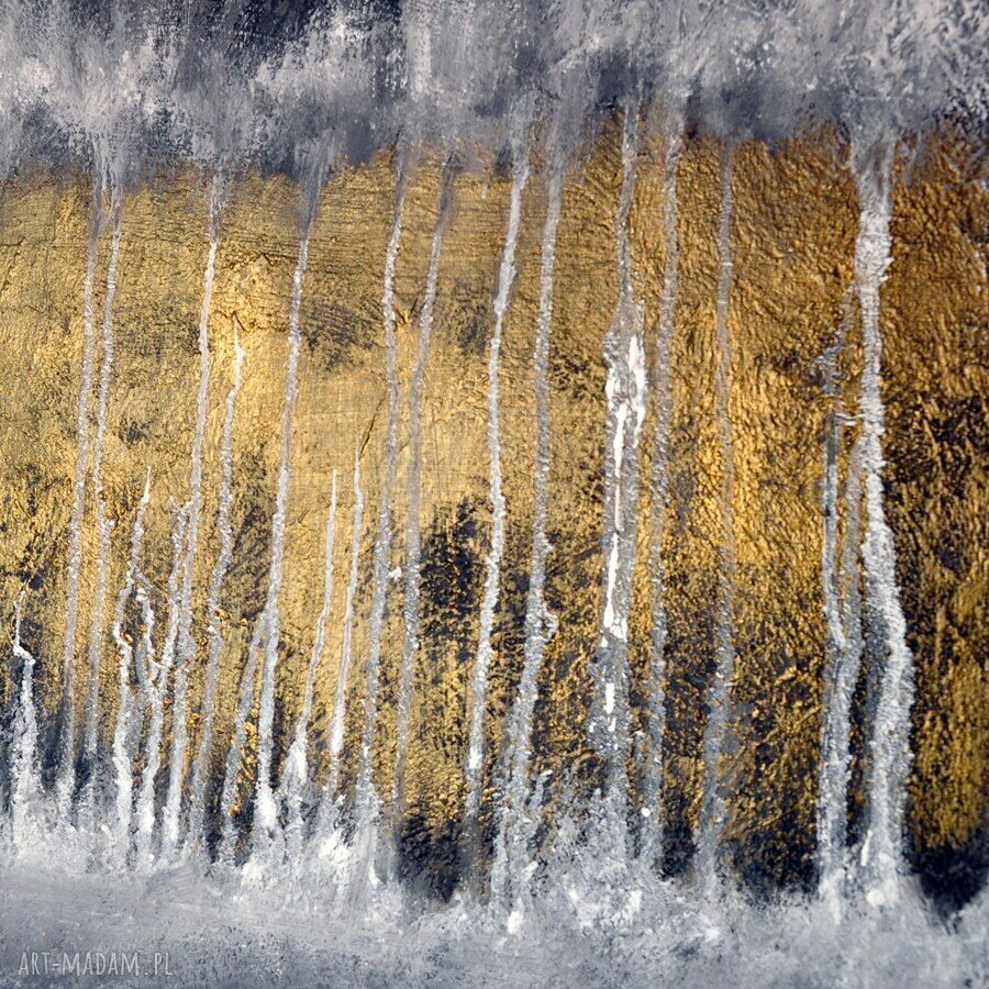 Gold rush - abstrakcyjny obraz ręcznie malowany (akryl) 2x50x70