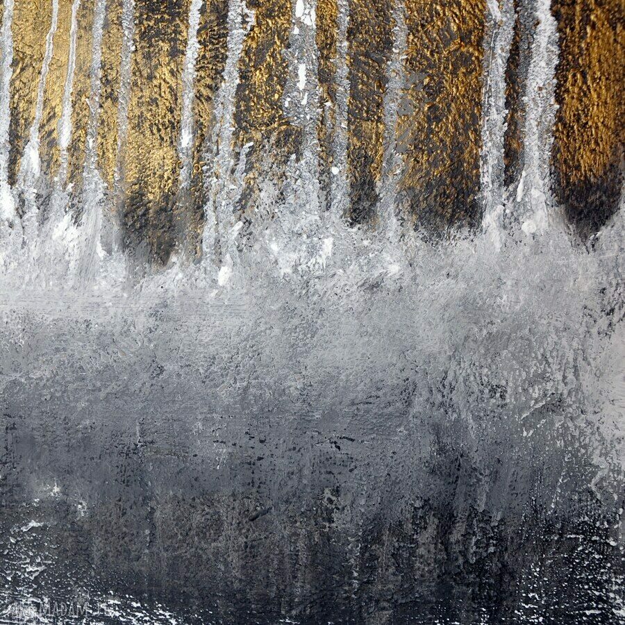 Gold rush - abstrakcyjny obraz ręcznie malowany (akryl) 2x50x70