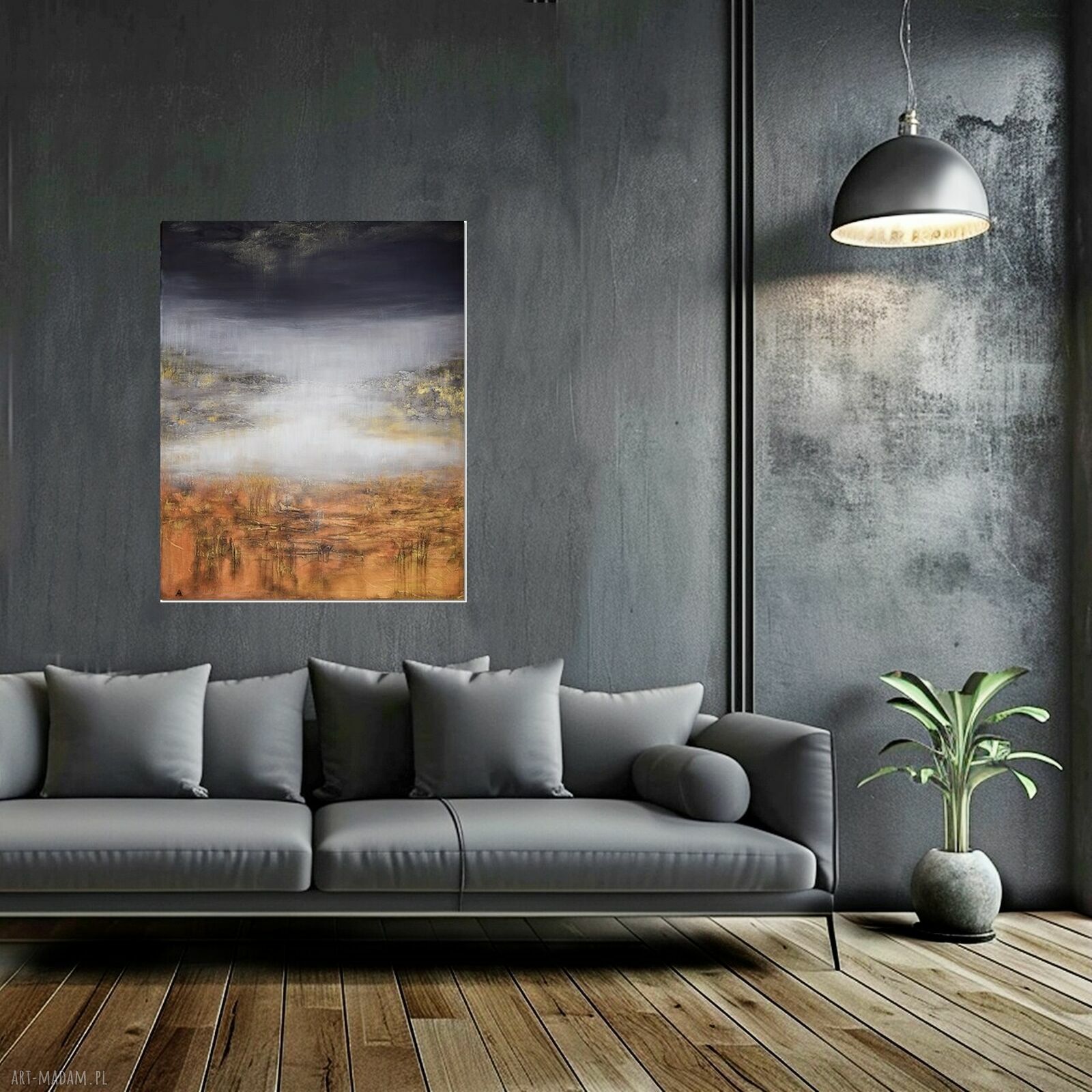Gold rush 12 - abstrakcja strukturalna z metalicznym blaskiem (80x100 cm)