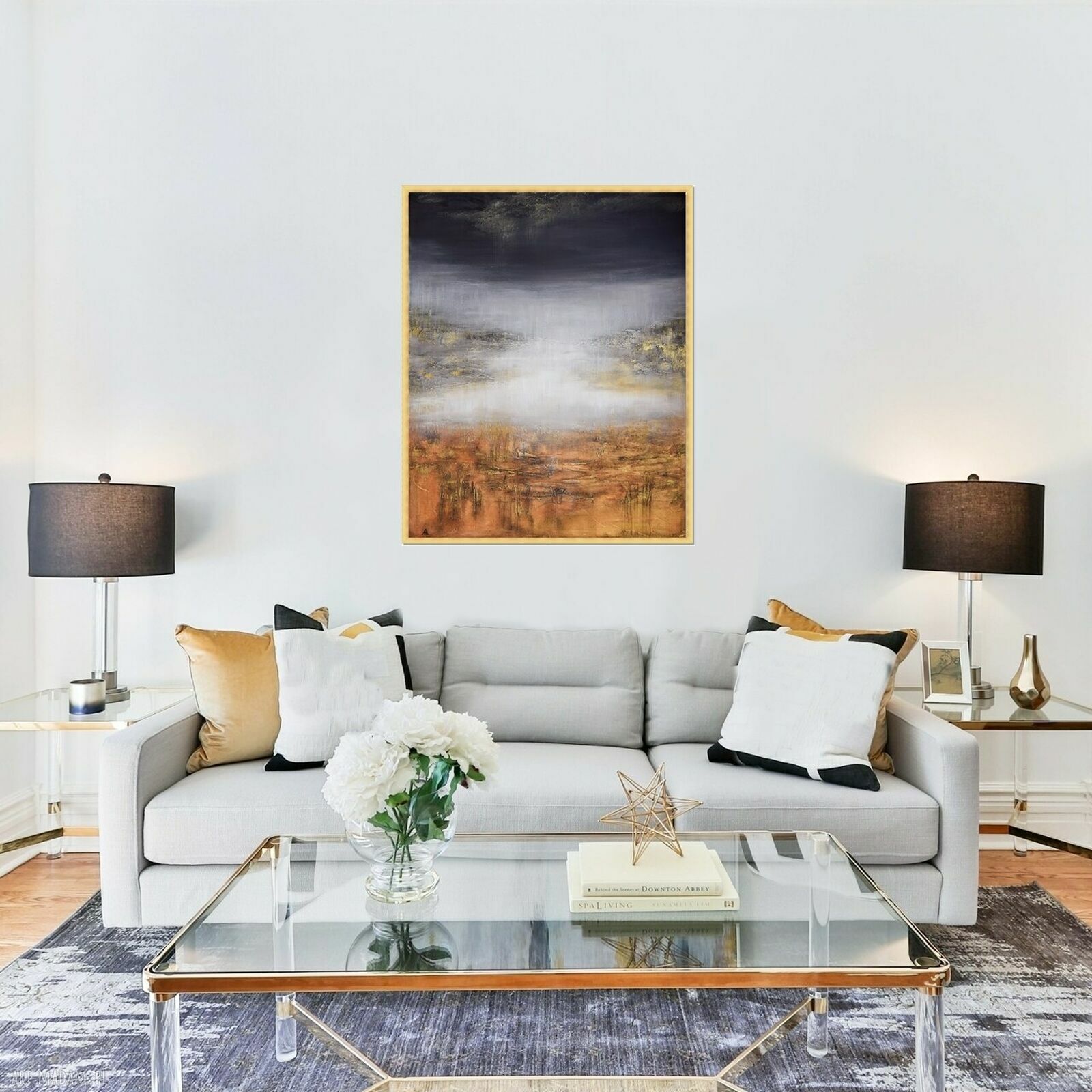Gold rush 12 - abstrakcja strukturalna z metalicznym blaskiem (80x100 cm)