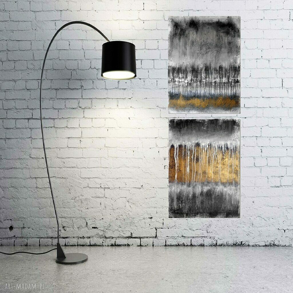 Gold rush - abstrakcyjny obraz ręcznie malowany (akryl) 2x50x70