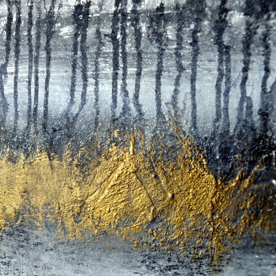 Gold rush - abstrakcyjny obraz ręcznie malowany (akryl) 2x50x70