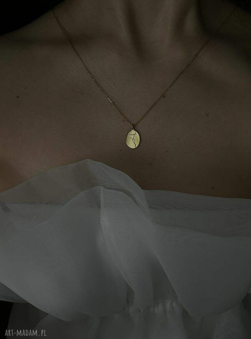 naszyjniki: Złoty medalion Face N°10 Ręcznie zrobione