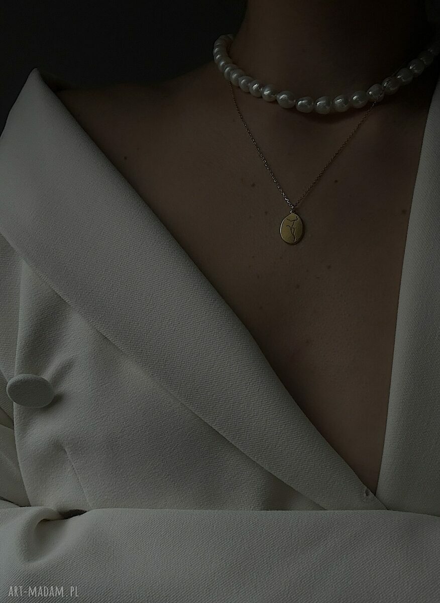 naszyjniki: Złoty medalion Face N°10 Ręcznie zrobione