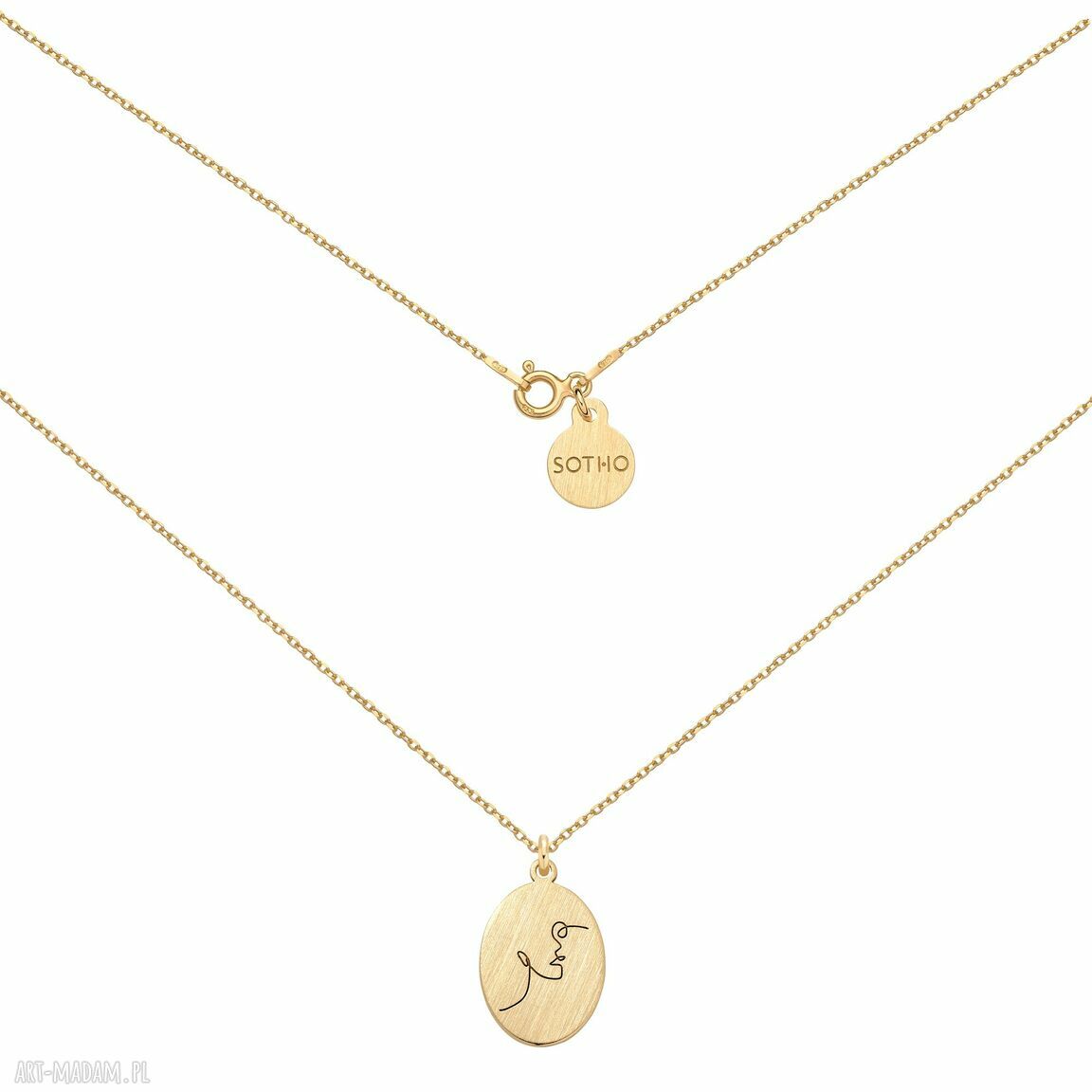 Złoty medalion face n°11 naszyjnik twarz gold pozłacany matowym