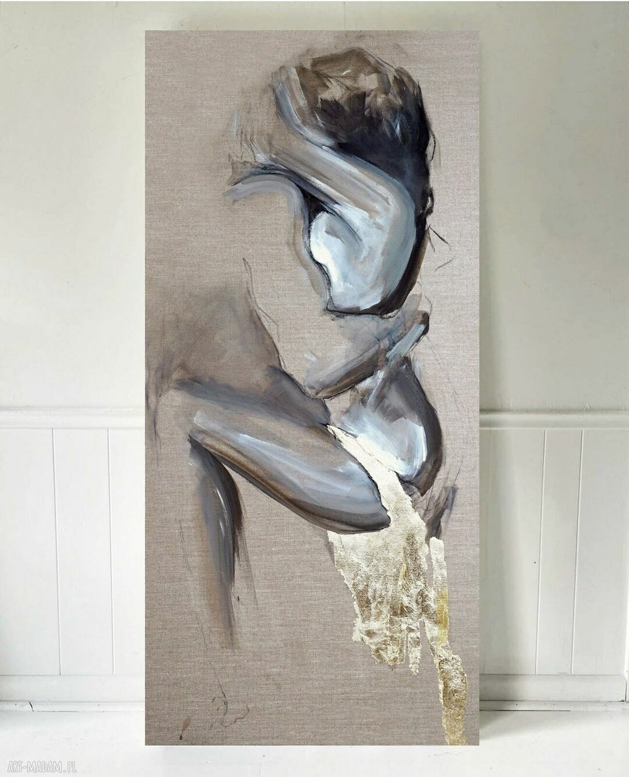 Golden - zmysłowa para kochanków w złocie 120x50 cm