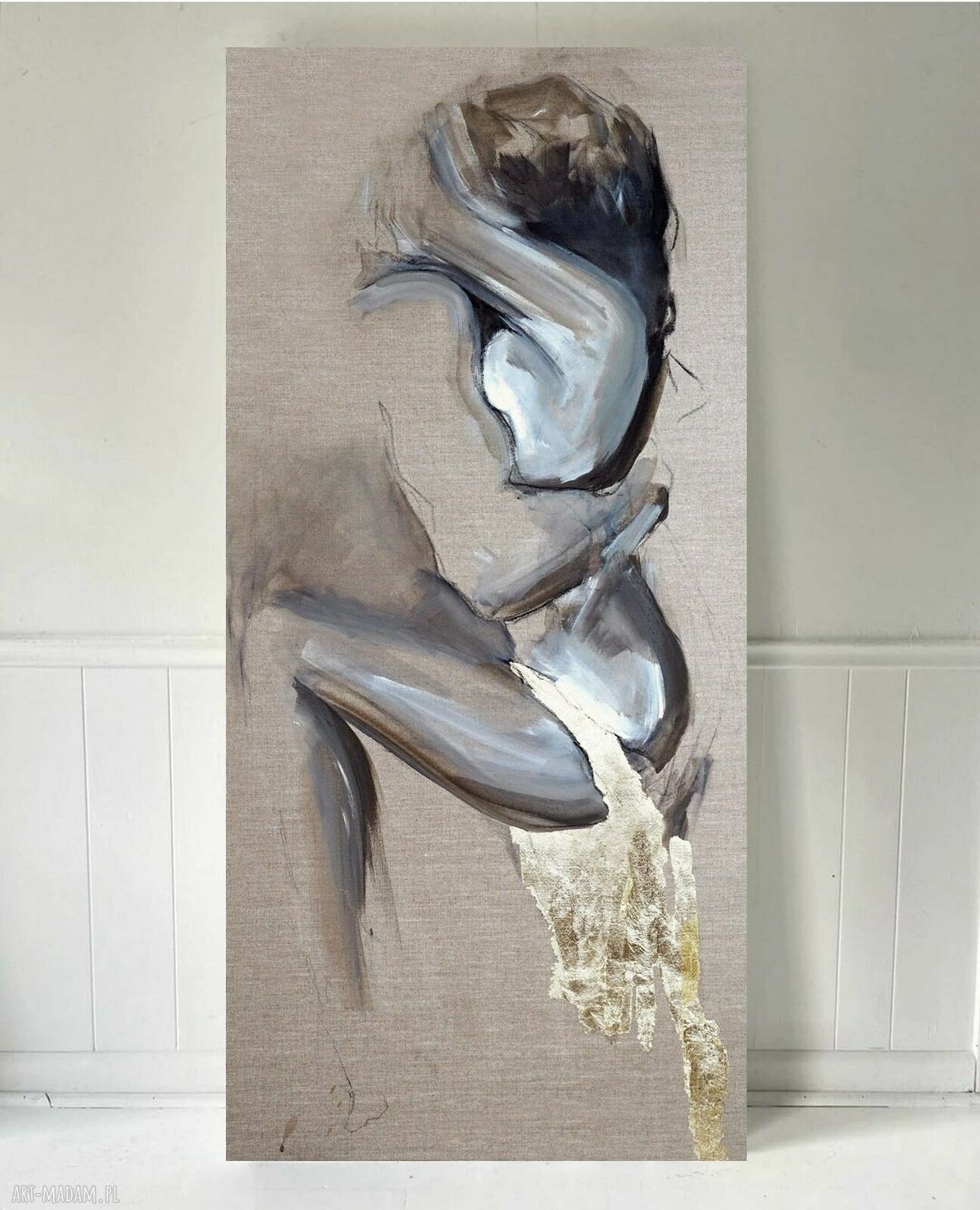 Golden - zmysłowa para kochanków w złocie 120x50 cm