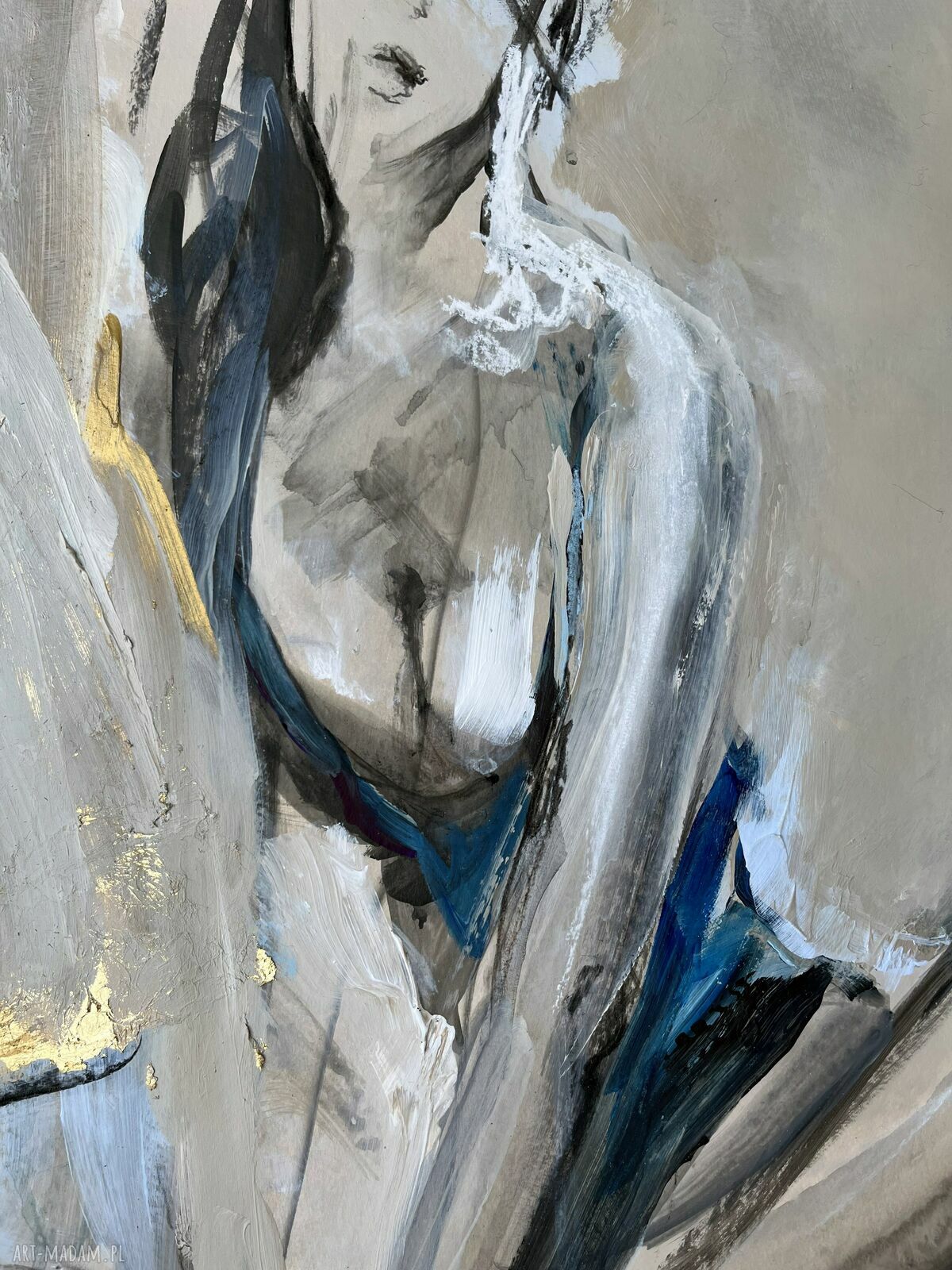 Golden 60x60 cm - obraz Lady ze złotym szlagmetalem