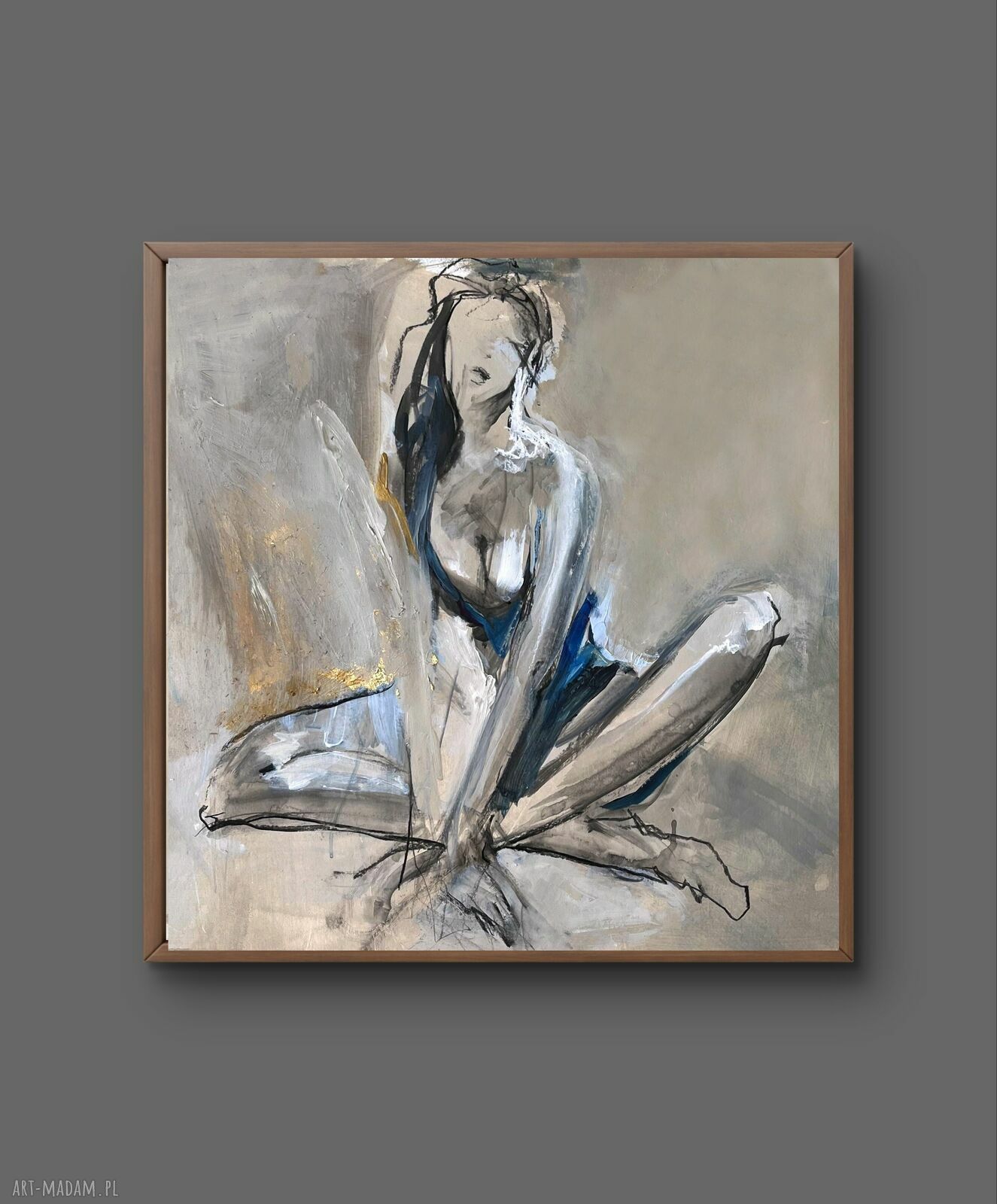 Golden 60x60 cm - obraz Lady ze złotym szlagmetalem