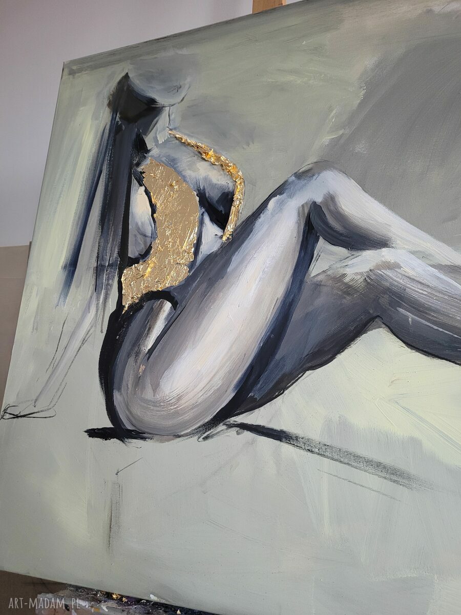 Golden - obraz kobiety na płótnie 90x90