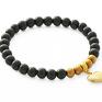 złote bransoletki jadeit golden hematite & black jade set