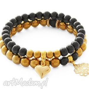 golden hematite & black jade set