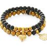 hand made bransoletki golden hematite & black jade set