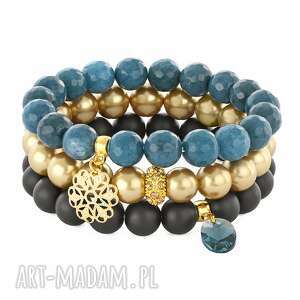 golden navy blue & black set