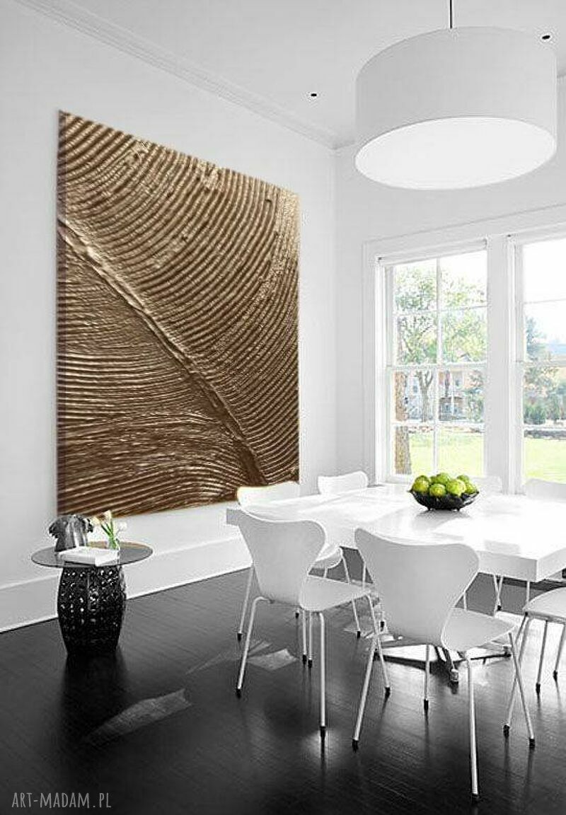 Golden Pat - wielkoformatowy, ręcznie malowany obraz abstrakcyjny art&texture na płótnie 80x170 cm