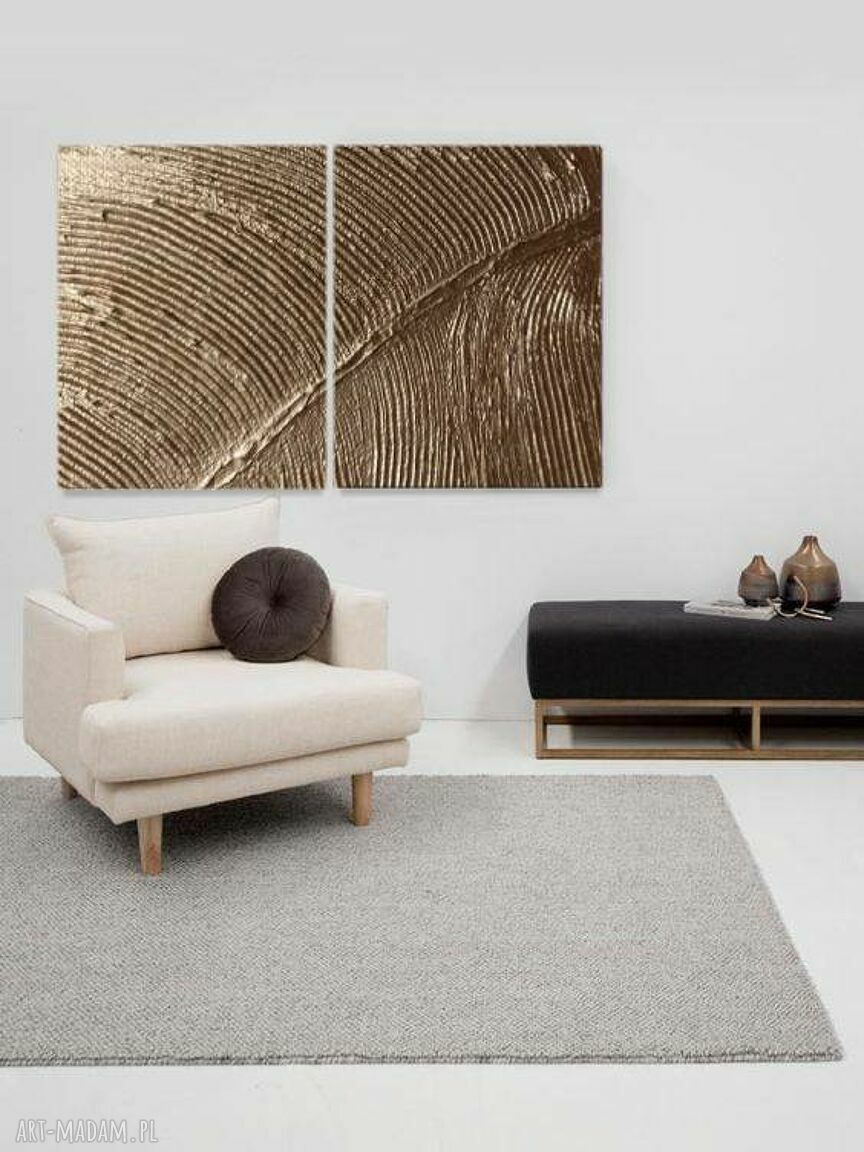 Golden pat - duży zestaw 2 obrazów na płótnie z rzeźbieniem 70x100 cm