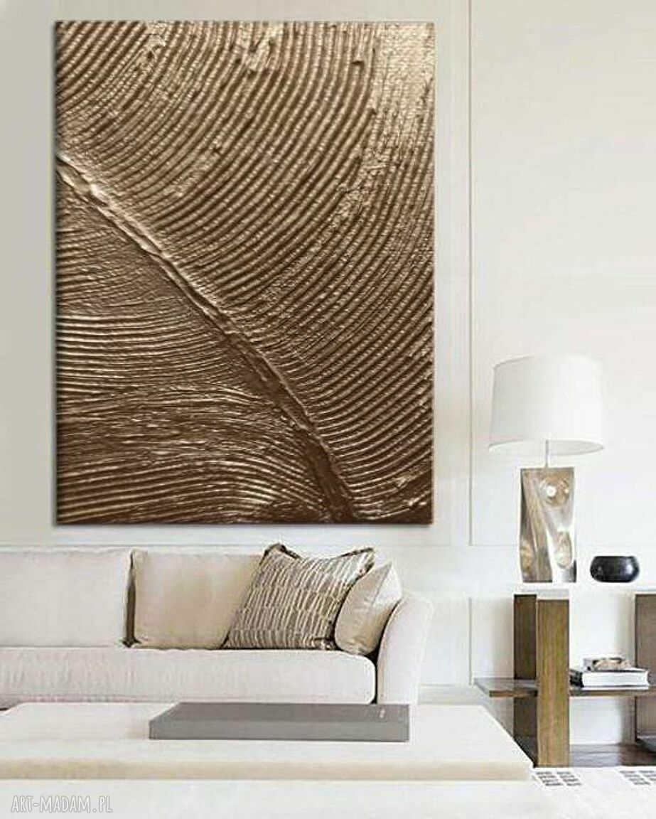 Golden Pat - wielkoformatowy, ręcznie malowany obraz abstrakcyjny art&texture na płótnie 80x170 cm