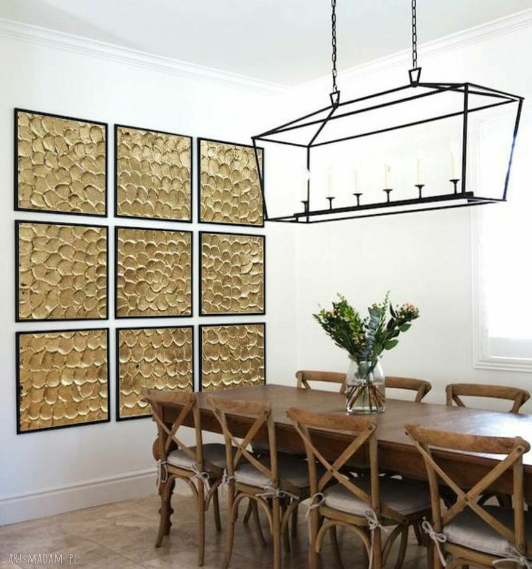 GOLDEN-PIECES 180x180 cm - zestaw 9 złotych obrazów strukturalnych