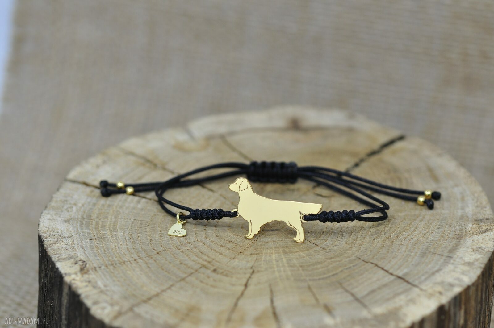 Bransoletka z golden retrieverem - srebro 925 pozłacane