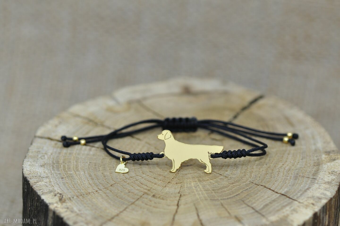 Bransoletka z golden retrieverem - srebro 925 pozłacane