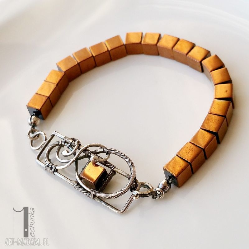 bransoletki: Golden shadow bransoleta ze złotym hematytem Ręcznie wykonane