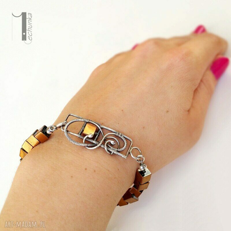 bransoletki: Golden shadow bransoleta ze złotym hematytem Ręcznie wykonane