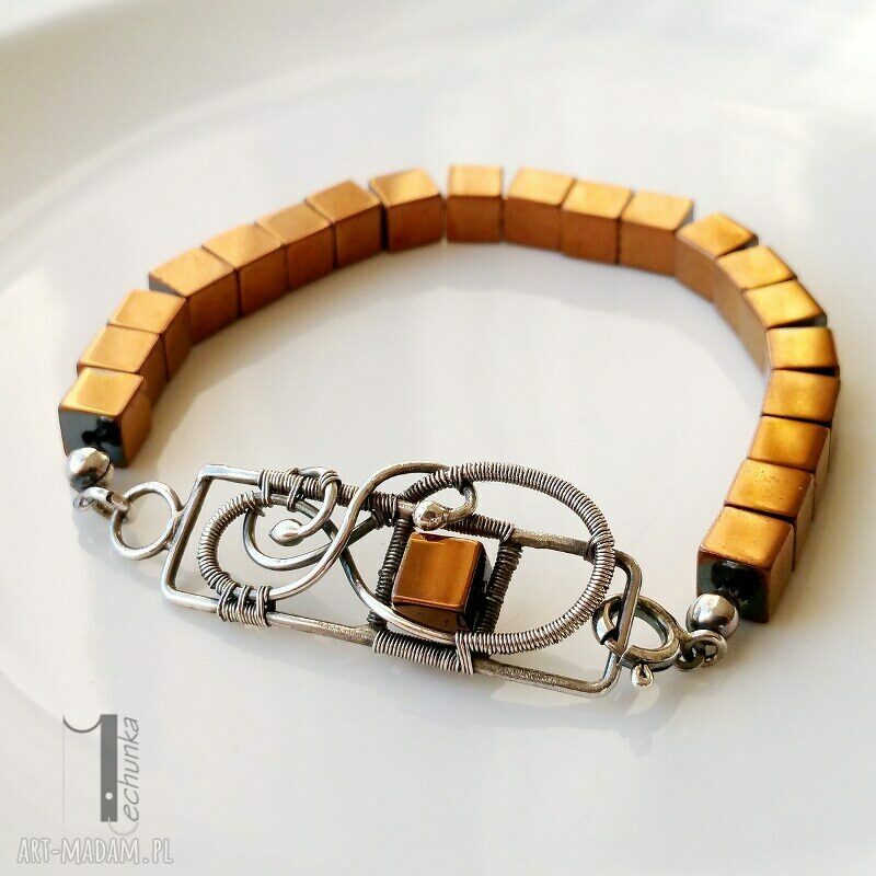 bransoletki: Golden shadow bransoleta ze złotym hematytem Ręcznie wykonane