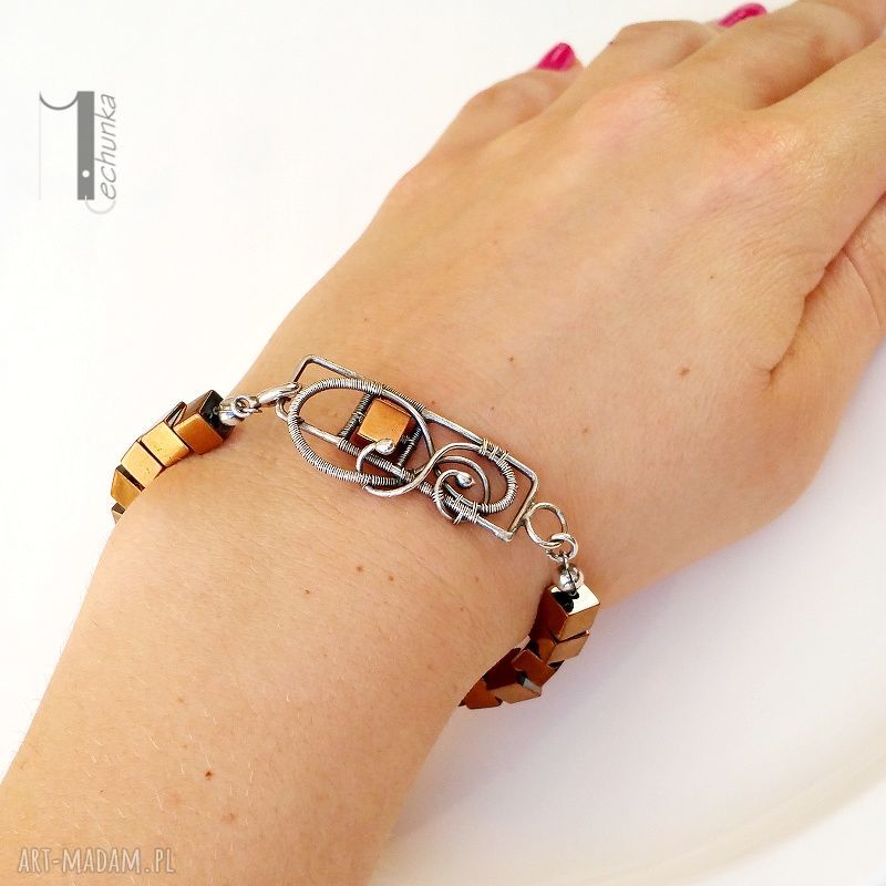 bransoletki: Golden shadow bransoleta ze złotym hematytem Ręcznie wykonane