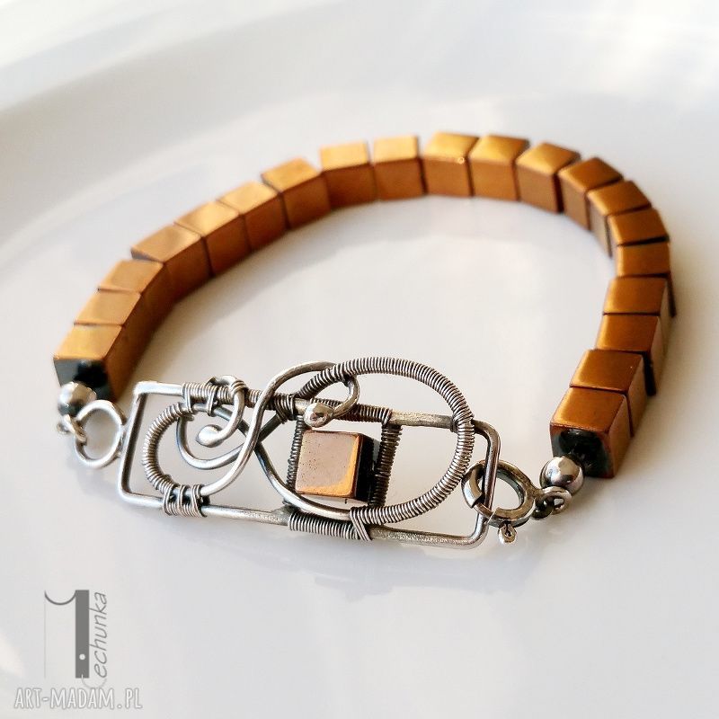 bransoletki: Golden shadow bransoleta ze złotym hematytem Ręcznie wykonane