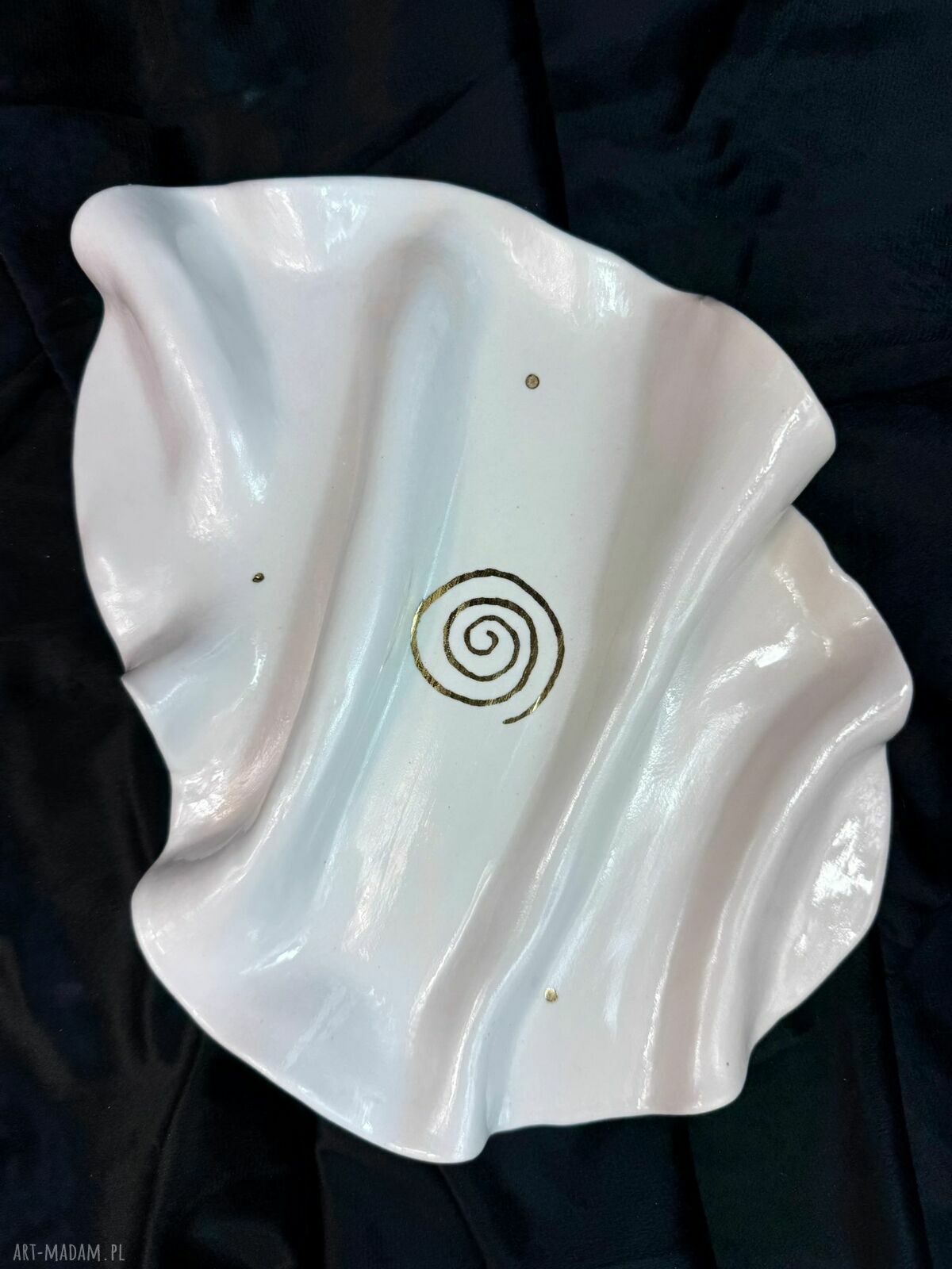 Golden Spiral Platter - patera z białej porcelany ze złotą spiralą