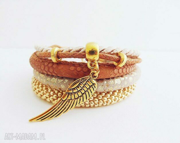 Golden Wing Set - zestaw bransoletek skrzydło w odcieniach brązu i złota