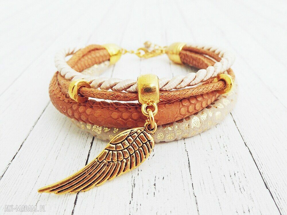 Golden Wing Set - zestaw bransoletek skrzydło w odcieniach brązu i złota