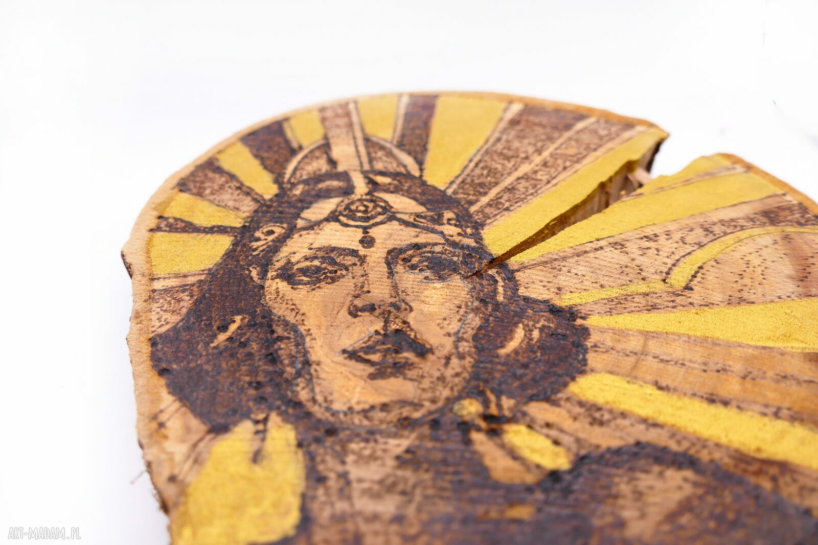 Golden Woman - obraz ręcznie wypalany na drewnie Art Deco, 15x15 cm