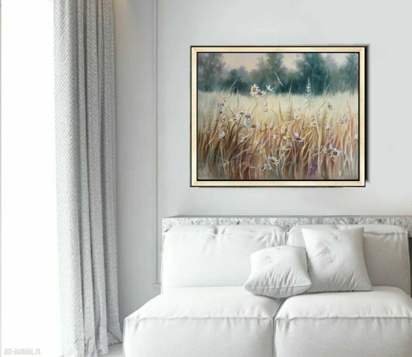 Gorąca Łąka - ręcznie malowany obraz olejny z kwiatami 80x100 cm