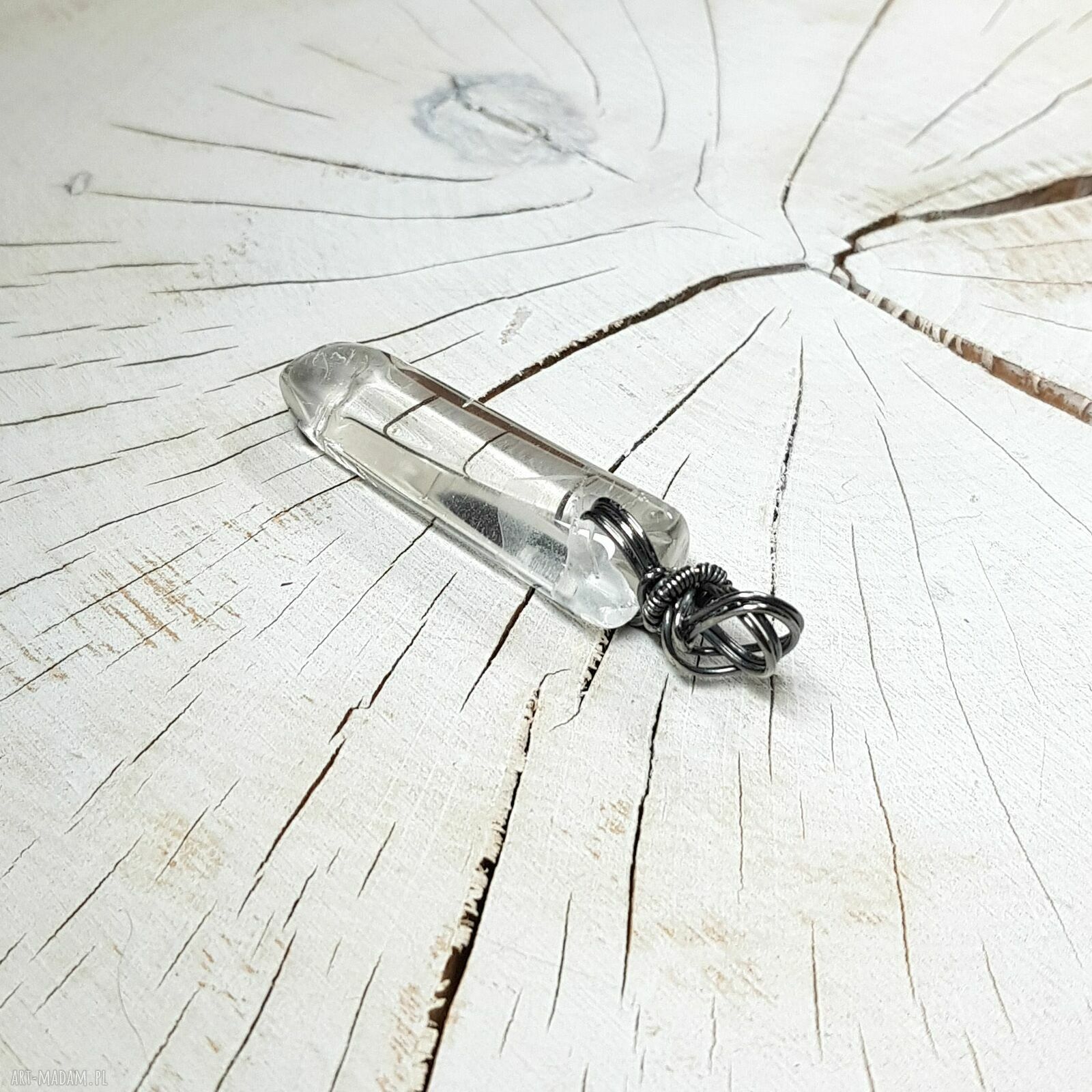 Kryształ górski S219 - ręcznie robiony wisiorek wire wrapping