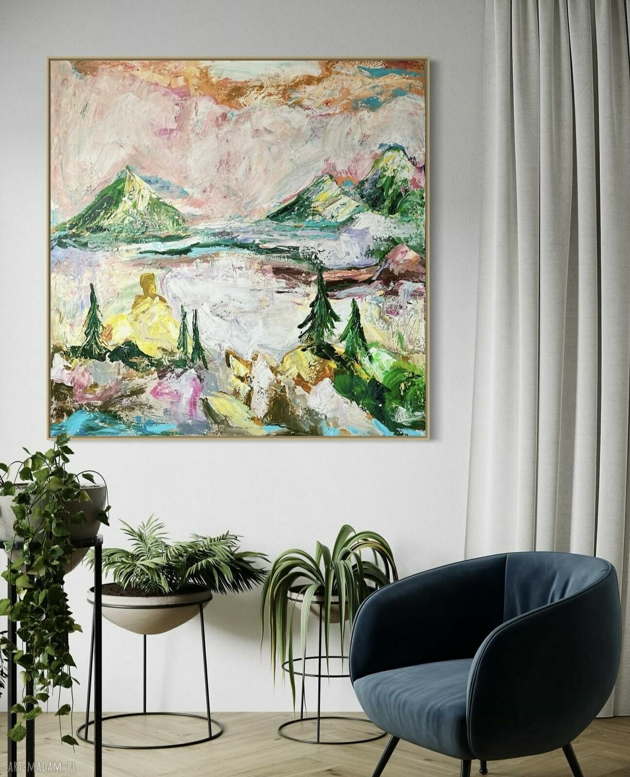 Abstrakcja Gór 80x80 cm - obraz do salonu w nowoczesnym stylu
