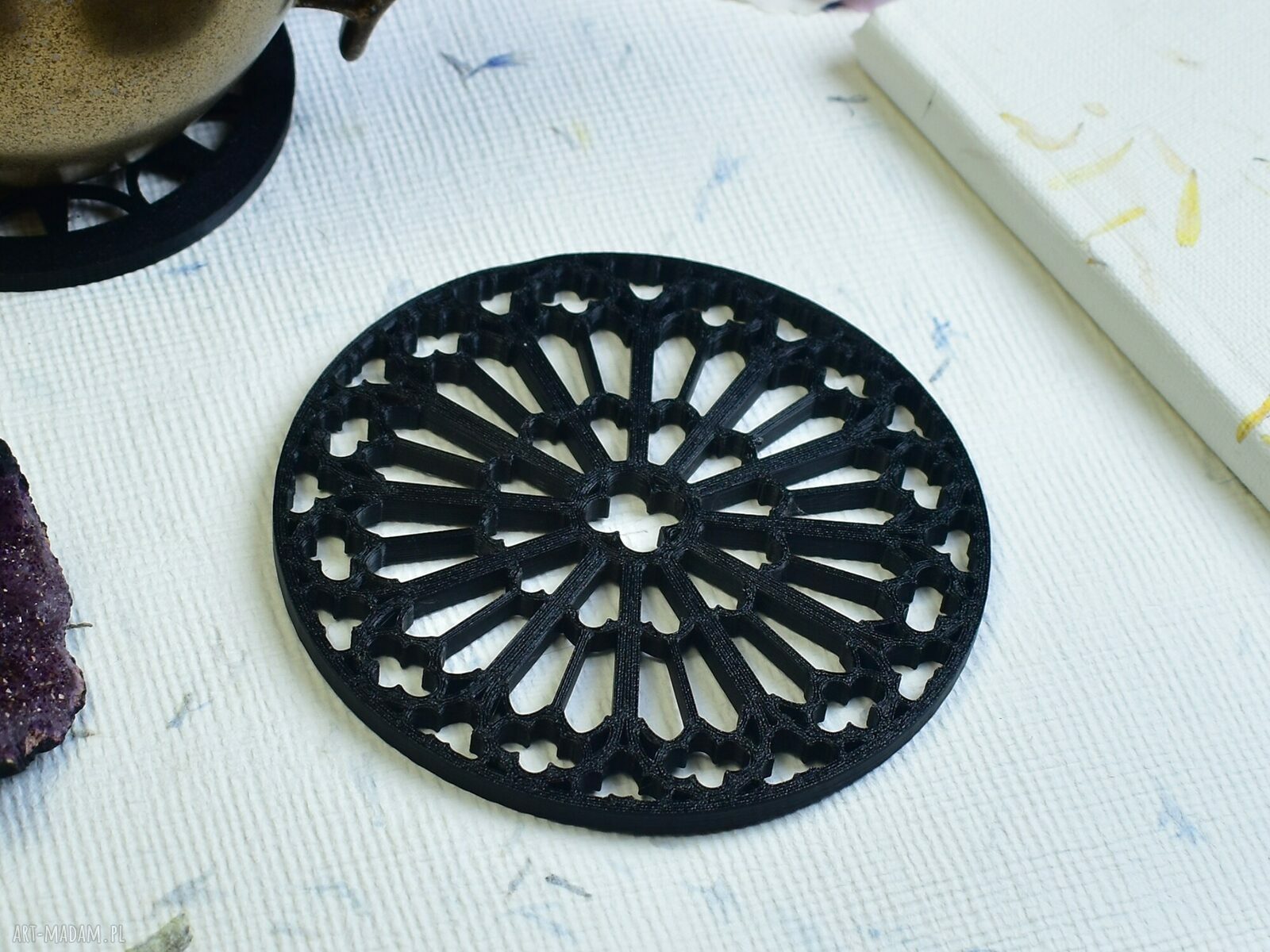 podkładki: Gotyckie podkładki pod kubki filiżanki katedra, gotycka rozeta #4