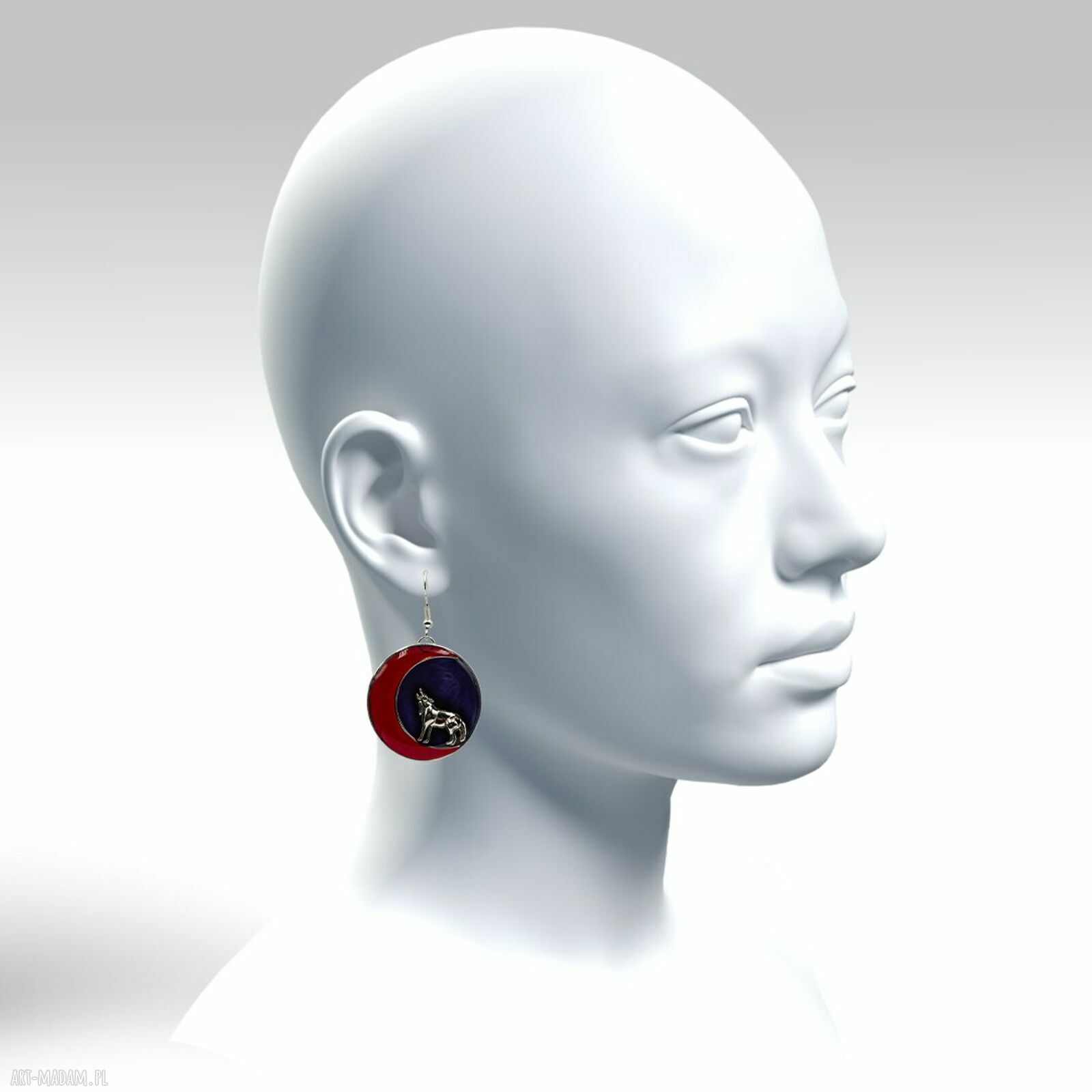 Gotyckie kolczyki z wilkiem 061 z żywicy - Hippograph