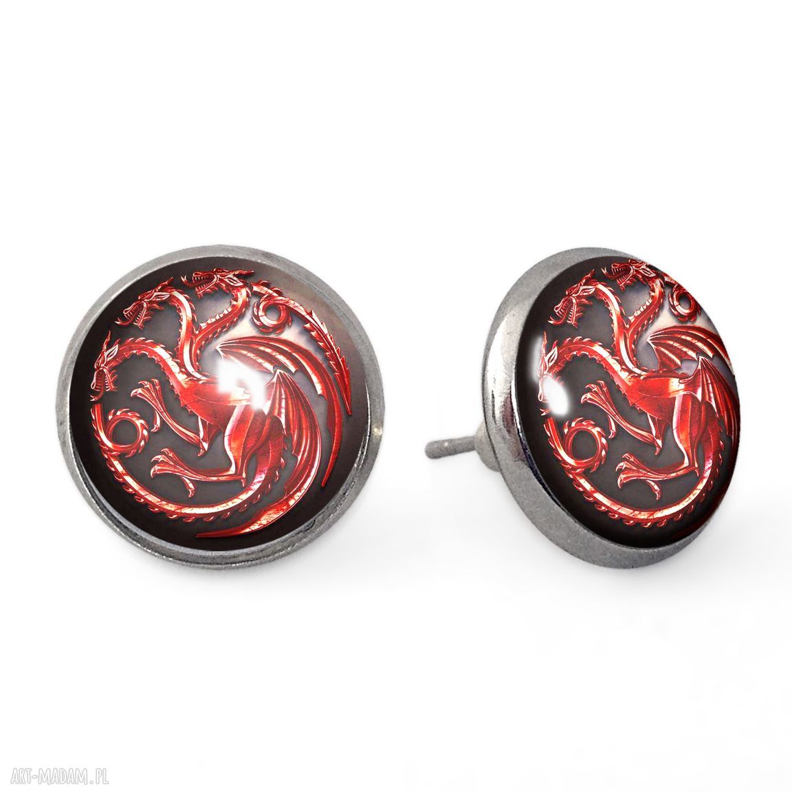 Targaryen kolczyki sztyfty tron smoki gra ręcznie robione
