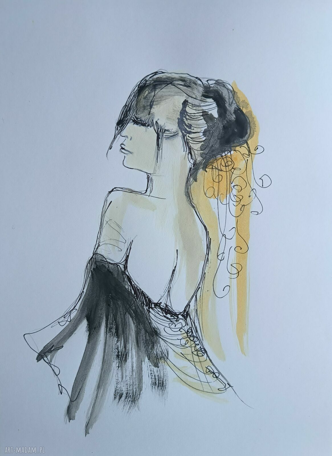 Gracja - oryginalna grafika A4 z kobiecą ilustracją