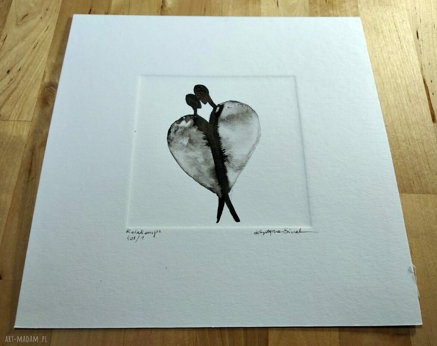 Ręcznie malowana grafika 20x20 cm - abstrakcja na ścianę i prezent