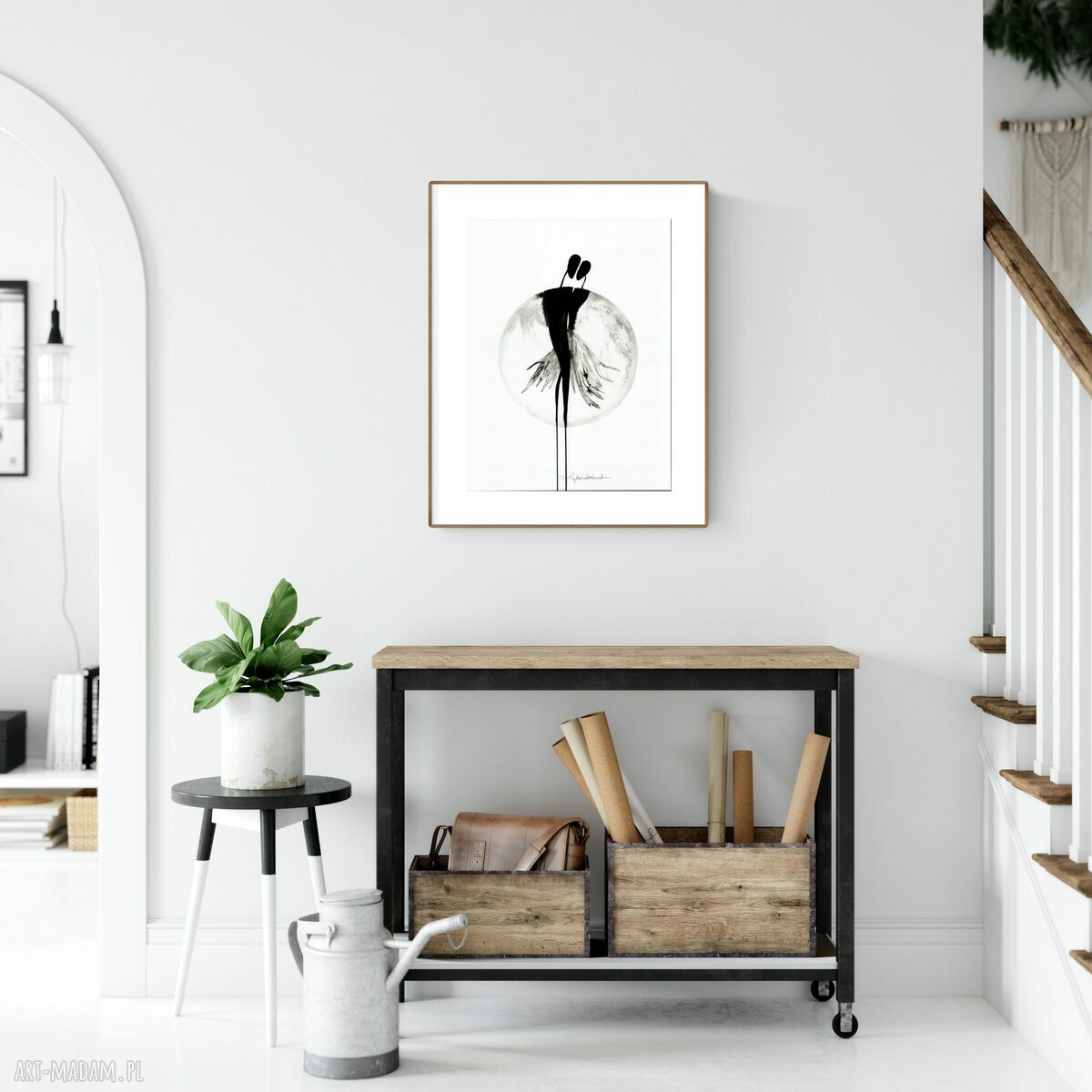 Grafika X 30x40 cm - ręcznie malowana abstrakcja w eleganckim minimalizmie