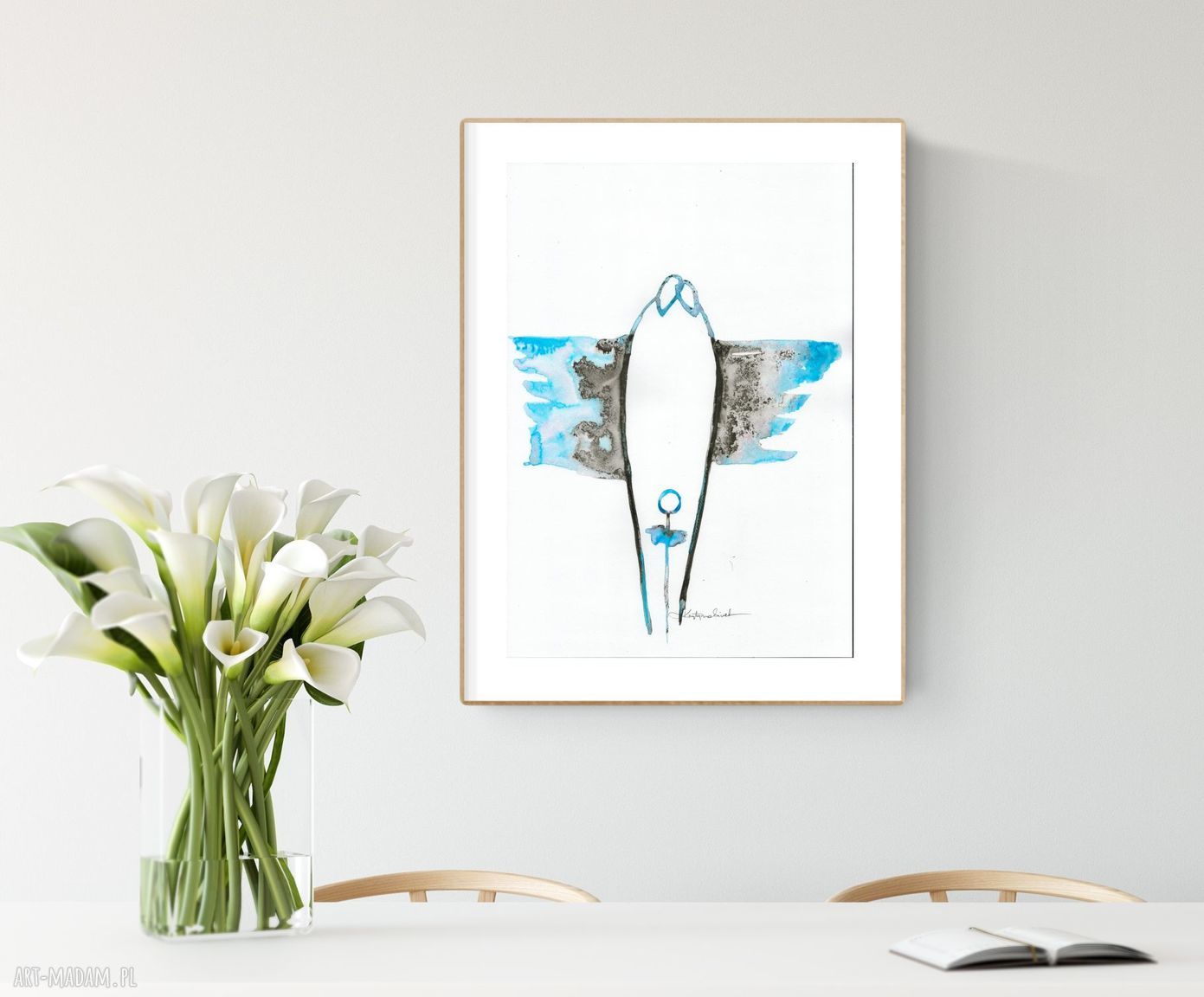 Ręcznie wykonana grafika abstrakcja 30x40 cm - elegancki akcent do wnętrza