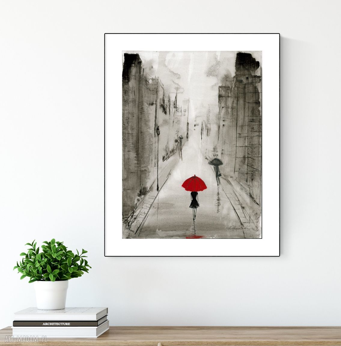 Grafika 30x40 ręcznie malowana - abstrakcja Rain