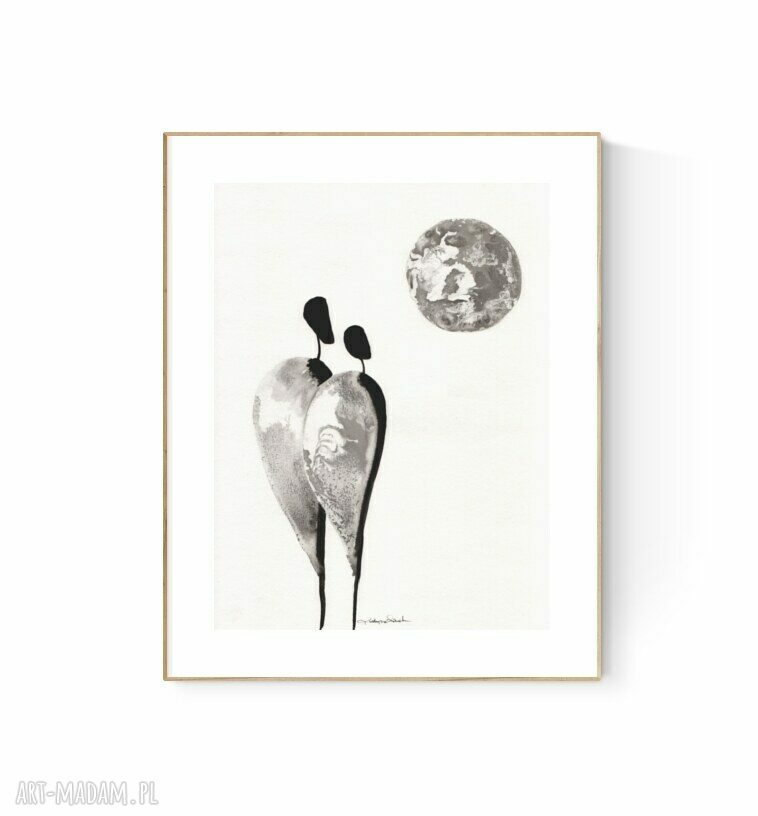 Czarno-biała grafika 30x40 cm - ręcznie wykonany obraz do eleganckich wnętrz