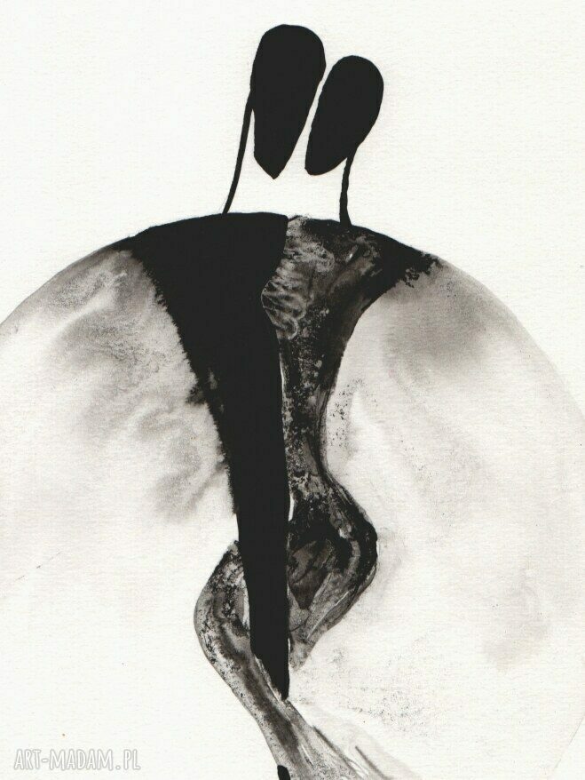 Grafika 30x40 cm ręcznie malowana abstrakcja tuszem art Madam.pl