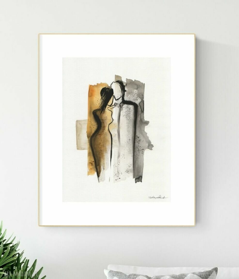 Grafika czarno-biała 30x40 cm ręcznie malowana