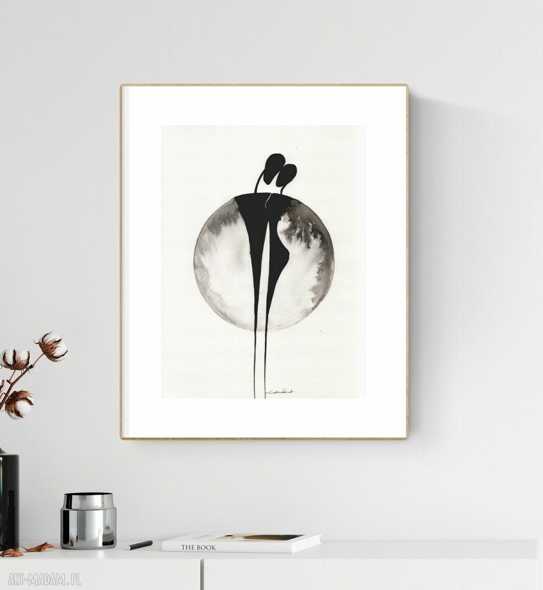 Grafika 30x40 cm ręcznie malowana abstrakcja tuszem