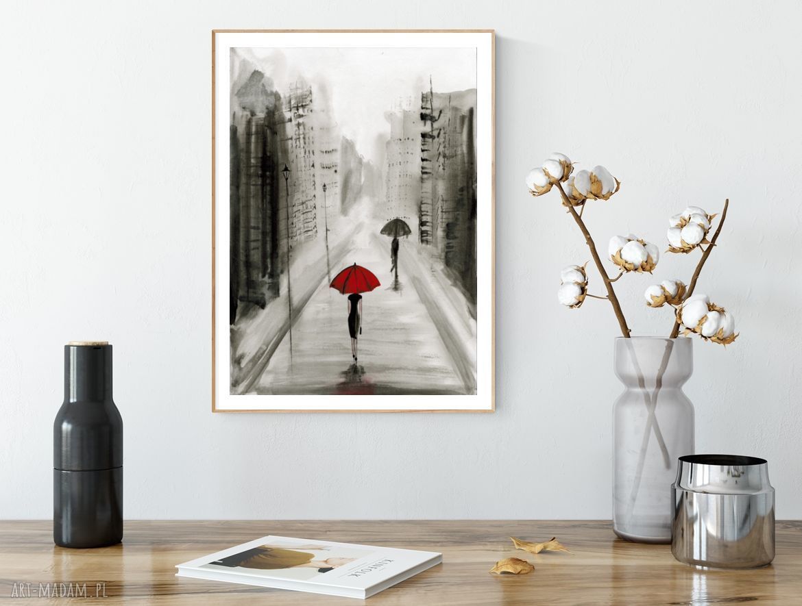 Grafika abstrakcyjna 30x40 cm ręcznie tuszem czarno biała minimalizm